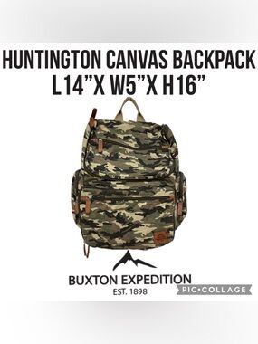 BUXTON MEN'S EXPEDITION II HUNTINGTON CANVAS BACKPACK L14”xW5xH16”